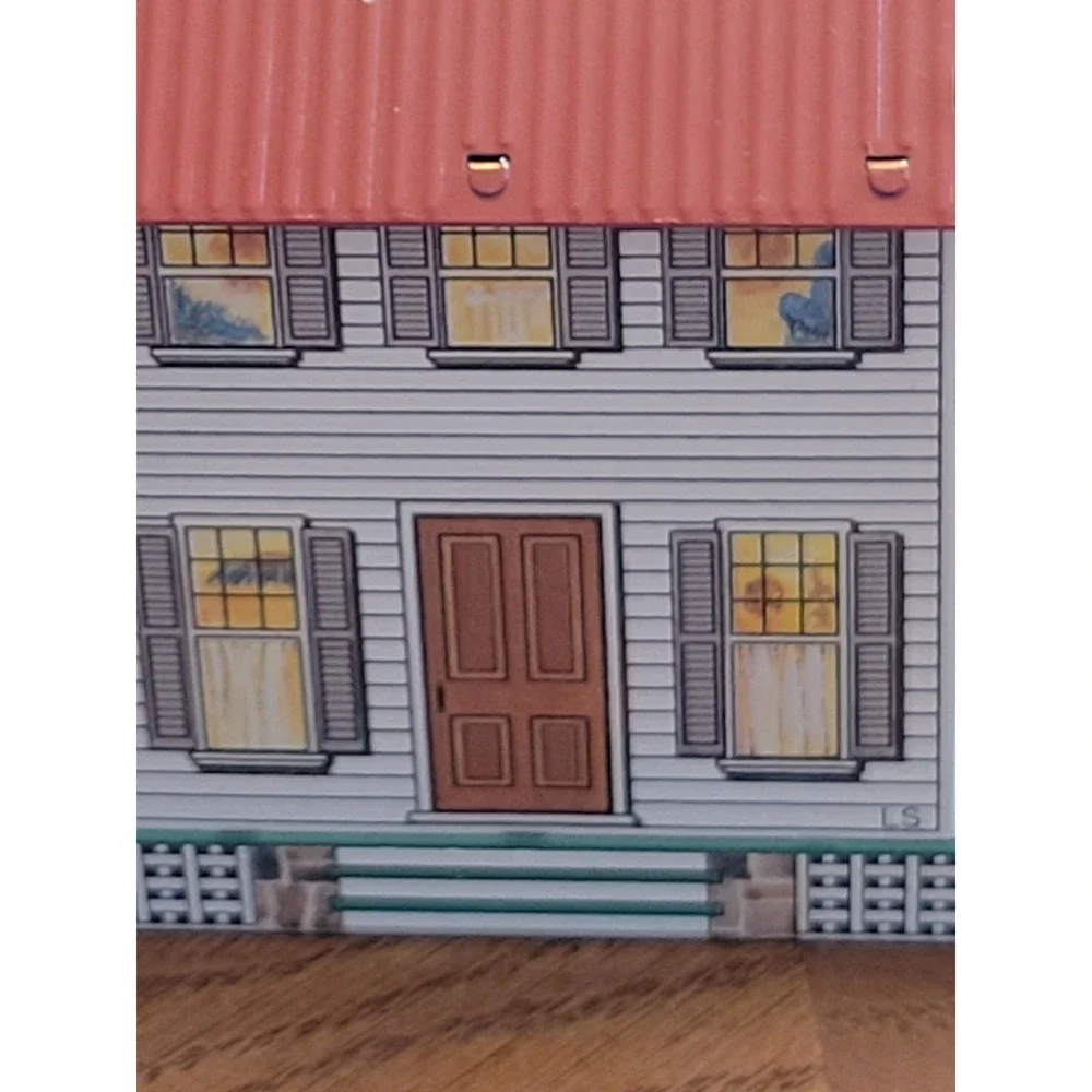 Hallmark Ornament 1999 Tin House Farmhouse Cottagecore Christmas Decor White Red